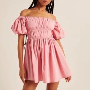 Abercrombie & Fitch Pink Puff Sleeve Mini Summer Dress / Baby Doll